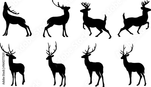 deer silhouette vector collection 