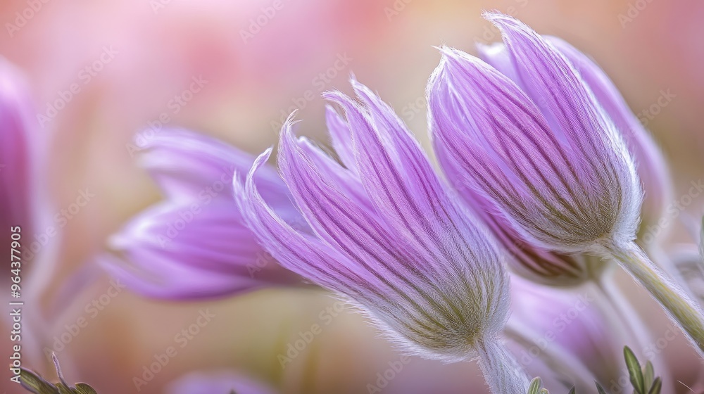 Fototapeta premium Pasqueflower buds spring color. Generative AI