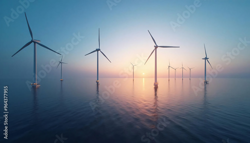 Wind Turbines at Sea Generating Renewable Energy photo