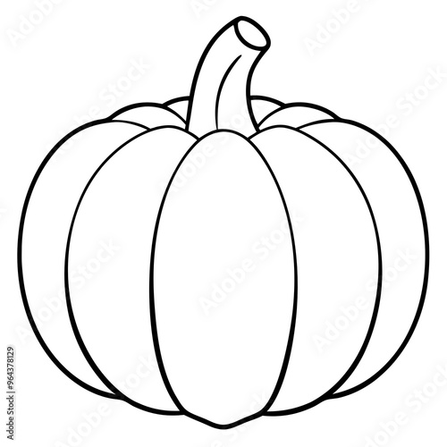 black and white pumpkin outline illustration, simple design, isolated on a transparent background, Thanksgiving, Harvest Festival, Halloween