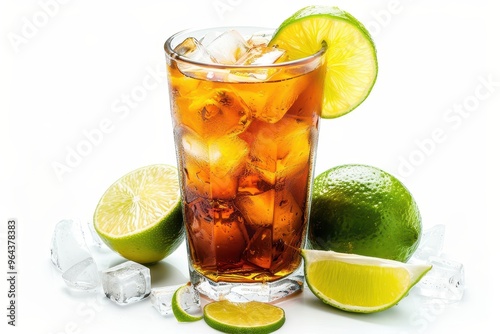 Wallpaper Mural Glass of iced tea with lime on a white surface Torontodigital.ca