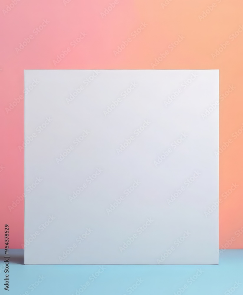 A white square is centered against a gradient background of pink and orange. A white square is centered against a gradient background of pink and orange.