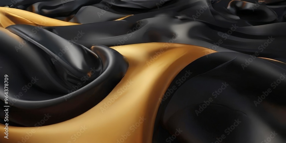 a close-up view of a black and gold fabric, with the gold fabric appearing to be flowing and the black fabric appearing to be crumpled. a close-up view of a black and gold fabric, with the gold fabric appearing to be flowing and the black fabric appearing to be crumpled.