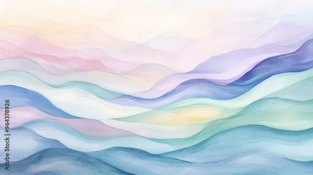 Obraz premium Soft, abstract waves in pastel colors create a tranquil and serene atmosphere. Perfect for calming and soothing artistic projects.