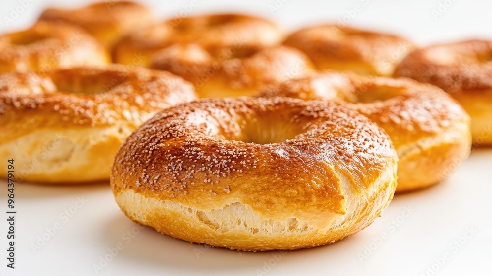 Plain bagels white background. Generative AI Plain bagels white background. Generative AI