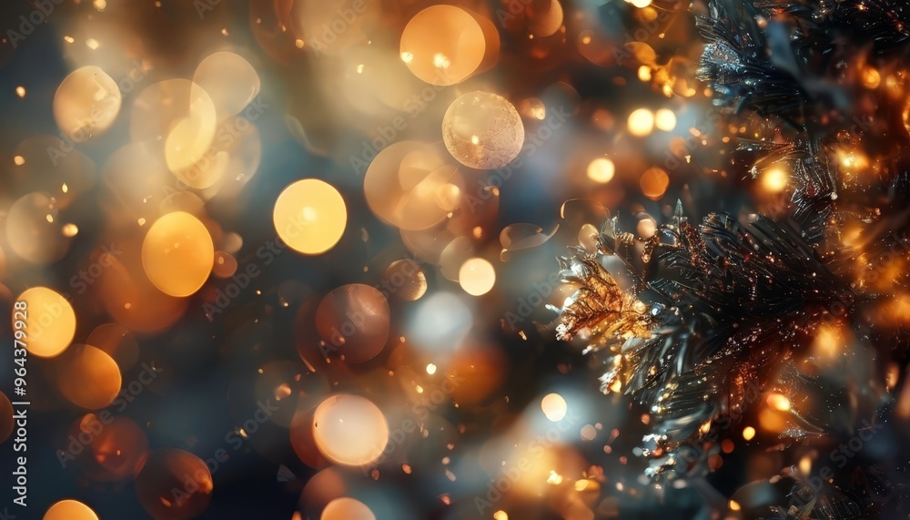 close-up view of a Christmas tree adorned with twinkling lights and ornaments, with a blurred background that creates a bokeh effect. close-up view of a Christmas tree adorned with twinkling lights and ornaments, with a blurred background that creates a bokeh effect.