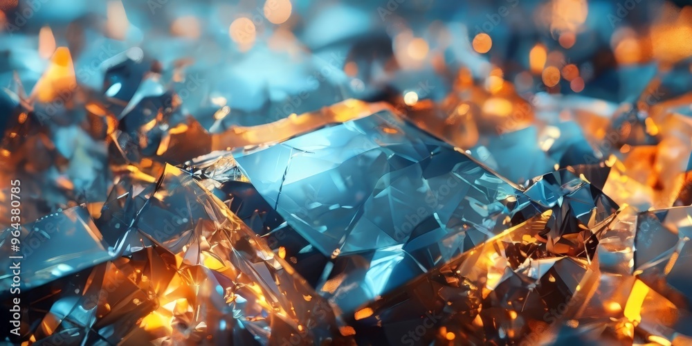 close-up view of a collection of faceted, faceted, and faceted crystals, showcasing a range of colors including blue, orange, and yellow. The crystals are arranged in a chaotic close-up view of a collection of faceted, faceted, and faceted crystals, showcasing a range of colors including blue, orange, and yellow. The crystals are arranged in a chaotic