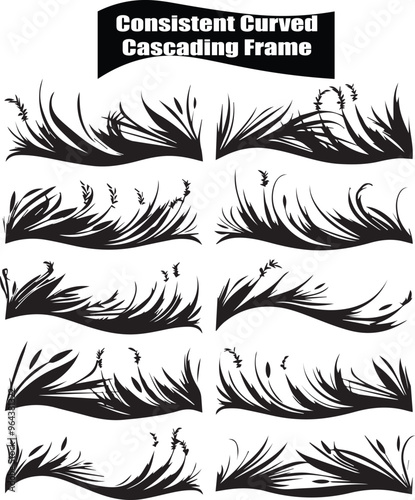 Consistent Curved Cascading Frame Outline Silhouette Graphics Collection