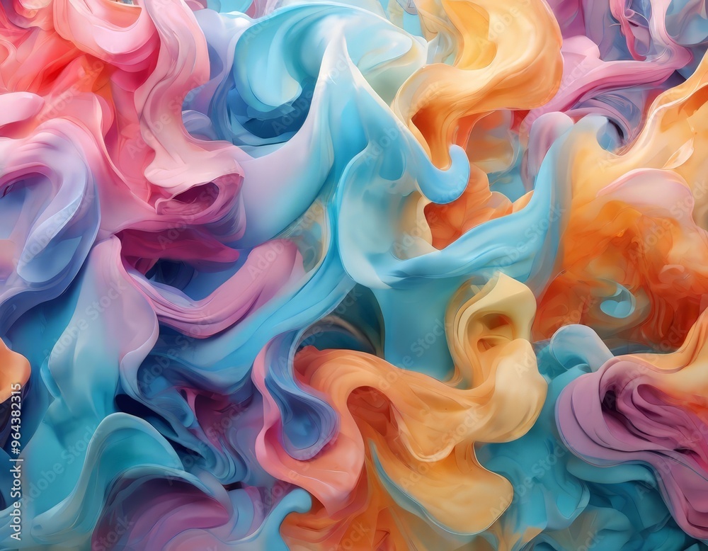 Obraz premium a vibrant abstract composition featuring swirling, multicolored shapes and patterns, creating a dynamic and visually scene.