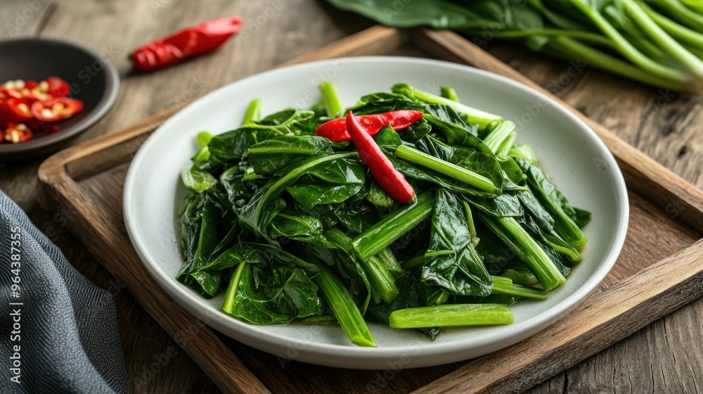 Stir-fried Spinach with Chili Peppers Stir-fried Spinach with Chili Peppers