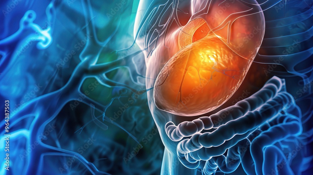 A clear visualization of a gallstone within the body. The gallstone is ...