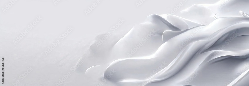 Abstract white wave-like shape on a plain white background. Abstract white wave-like shape on a plain white background.