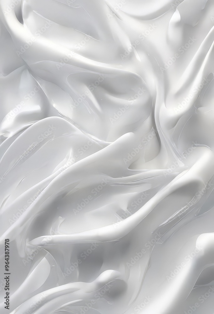 Obraz premium close-up view of a white, wavy substance, possibly a cream or lotion, with a soft, blurred texture.