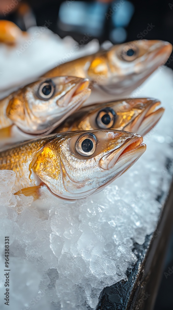 Close-up of Fresh Fish on Ice. Close-up of Fresh Fish on Ice.