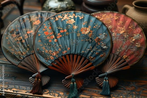 a group of hand fans.  photo