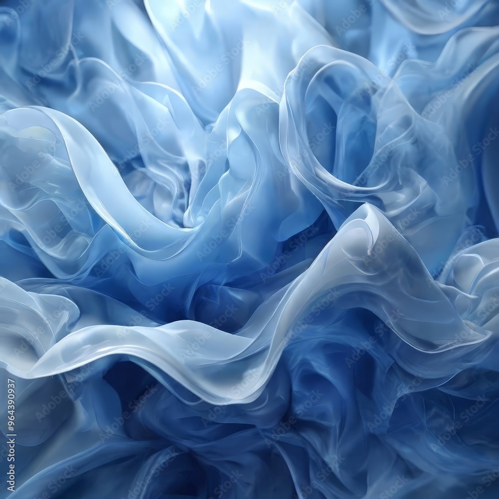 Fototapeta premium a close-up of a flowing, wispy blue fabric, with the fabric appearing to be made of silk or a similar material. The fabric has a soft, ethereal quality, and the colors are