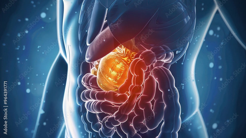 A clear visualization of a gallstone within the body. The gallstone is ...