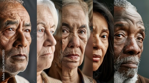 Global Aging Issues Demographic Changes and Aging Populations of Various Races. Concept Aging Populations, Demographic Changes, Global Issues, Racial Diversity 