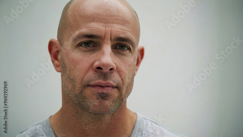 Bald Man on White Background