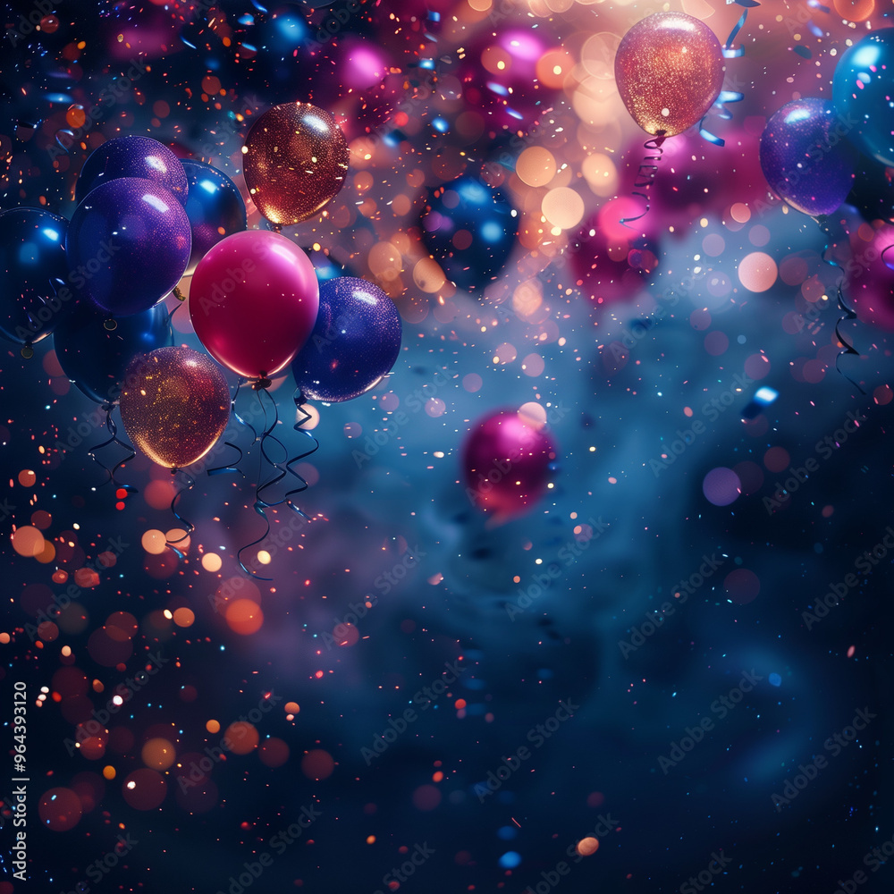 Many colorful small confetti and ribbons on blue background. Festive event and party. Multicolor background. Colorful bright confetti isolated on blue background Many colorful small confetti and ribbons on blue background. Festive event and party. Multicolor background. Colorful bright confetti isolated on blue background