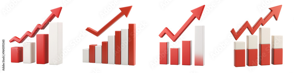 Illustration of growth and progress through bar graphs showcasing upward trends in a modern design. isolated on a transparent background Illustration of growth and progress through bar graphs showcasing upward trends in a modern design. isolated on a transparent background