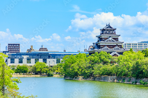 夏の広島城　広島県広島市　Hiroshima castle in summer. Hiroshima Pref, Hiroshima City.