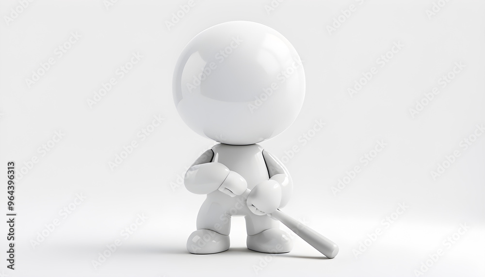 A cartoonish humanoid character holding a baseball bat. A cartoonish humanoid character holding a baseball bat.