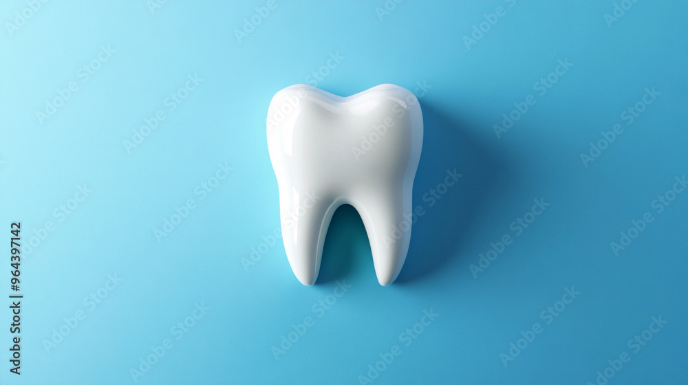Healthy Human Tooth Logo on blue background, Dental Care Concept for Dentistry Clinic or Dentist Medical Center Healthy Human Tooth Logo on blue background, Dental Care Concept for Dentistry Clinic or Dentist Medical Center