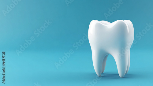 Healthy Human Tooth Logo on blue background, Dental Care Concept for Dentistry Clinic or Dentist Medical Center