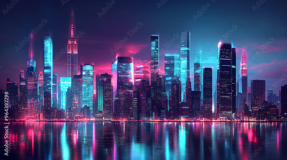 neon city lights, skyline, album art neon city lights, skyline, album art