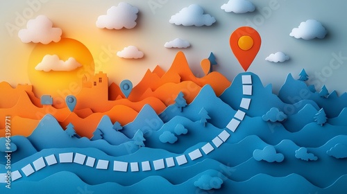 Business plan roadmap with milestones and goals, concept of business growth strategy, on simple background