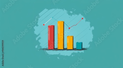 Business plan presentation with a bar graph showing projected revenue growth, on simple background