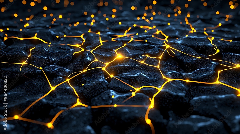Fototapeta premium Glowing lines and nodes form an abstract digital network, alive with technology�s pulse.