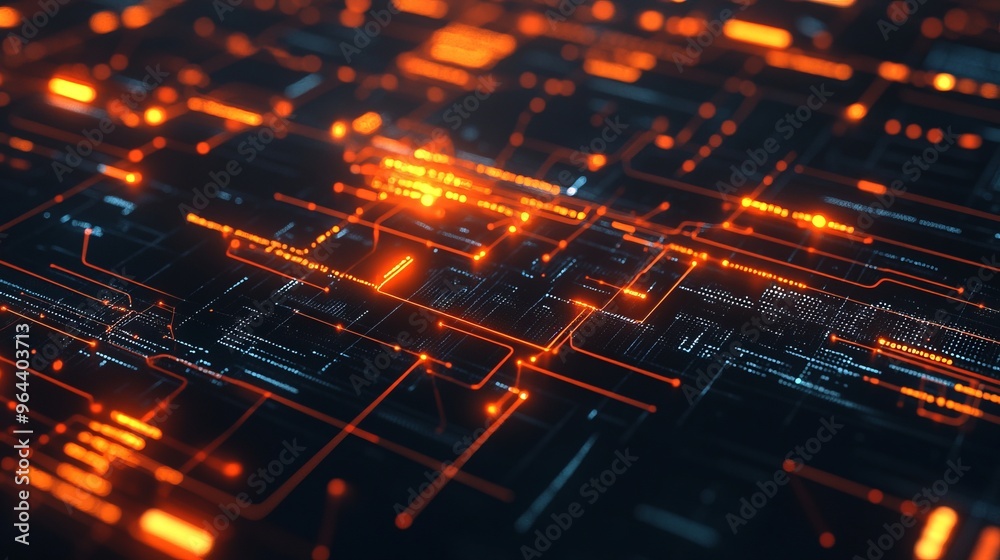 Abstract digital technology background with glowing lines and dots. Abstract digital technology background with glowing lines and dots.