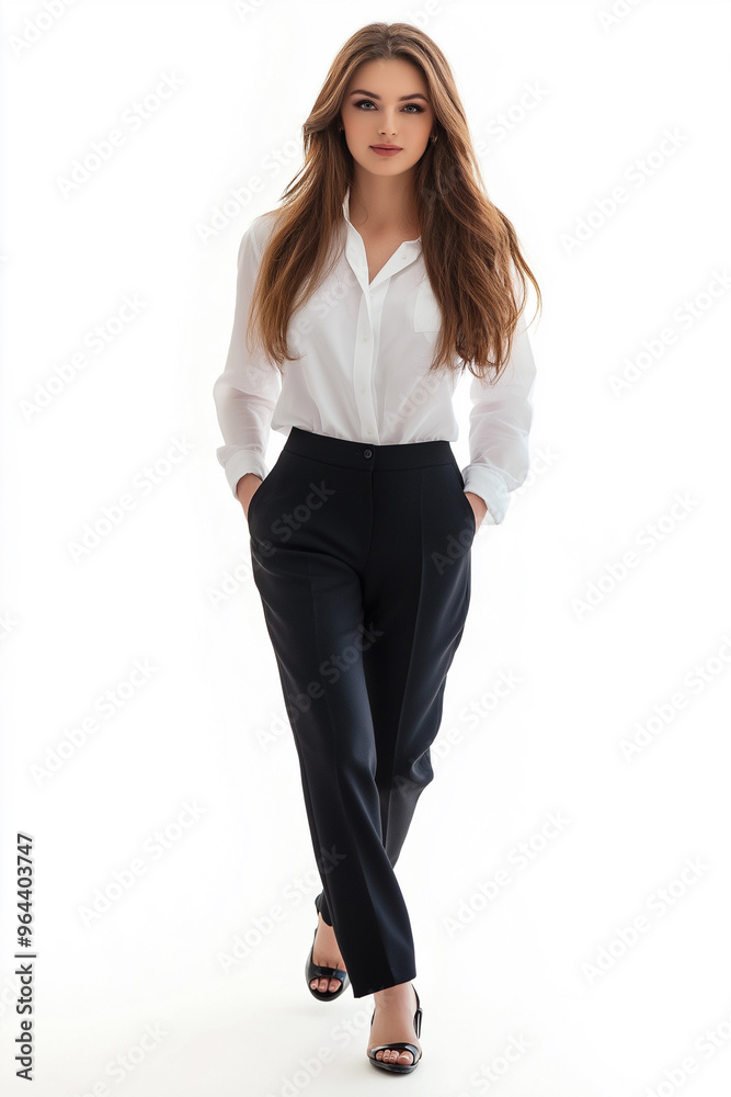 woman walking on white background to cut out for visualization, generative AI woman walking on white background to cut out for visualization, generative AI