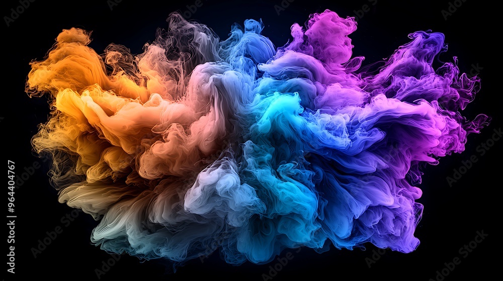 Obraz premium Swirls of vibrant smoke dance on a dark background, their colorful tendrils curling like wisps of energy.