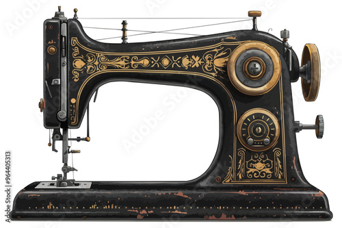An isolated vector of a vintage sewing machine.