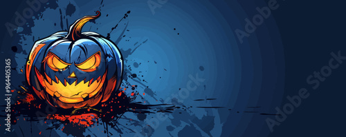 Pumpkin with a spooky face. Vector flat isolated.