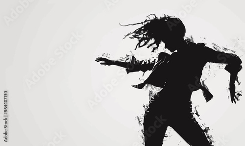 A silhouette vector of a person dancing.
