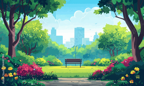 A flat vector of a city park.