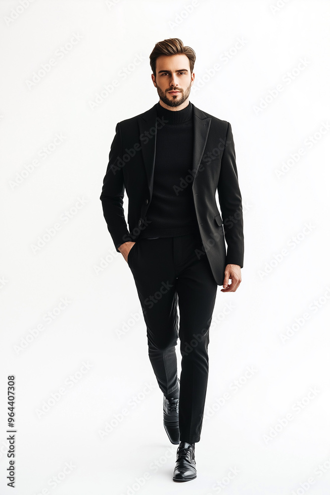 man walking on white background to cut out for visualization, generative AI man walking on white background to cut out for visualization, generative AI