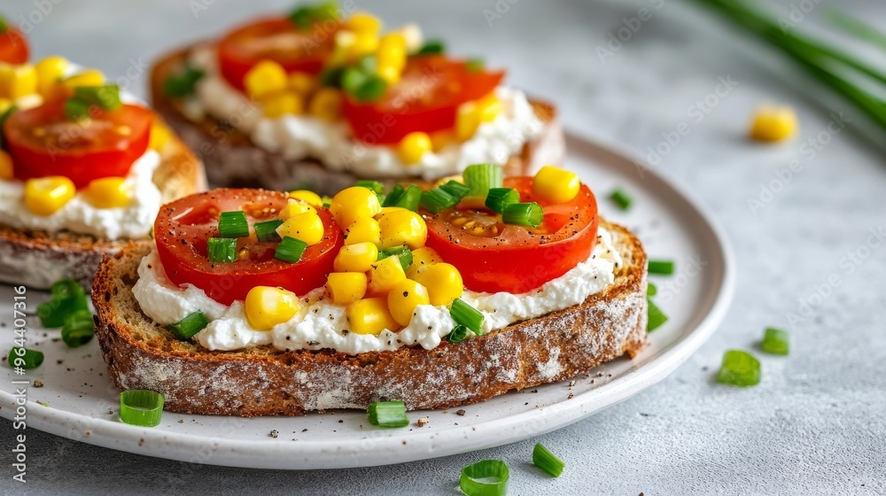 Rye sandwiches with cream cheese on a plate. Rye sandwiches with cream cheese on a plate.