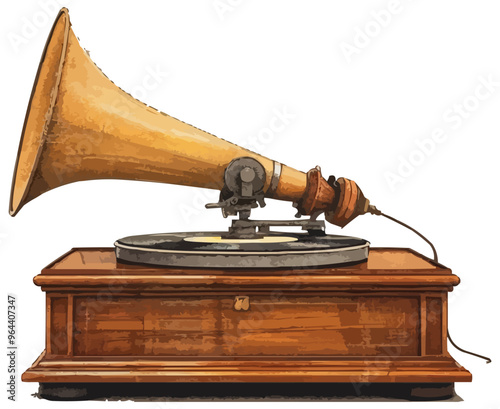An isolated vector of a vintage gramophone.