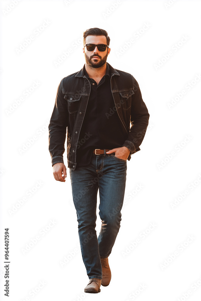 man walking on white background to cut out for visualization, generative AI man walking on white background to cut out for visualization, generative AI