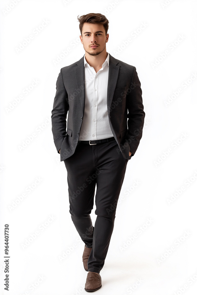man walking on white background to cut out for visualization, generative AI man walking on white background to cut out for visualization, generative AI