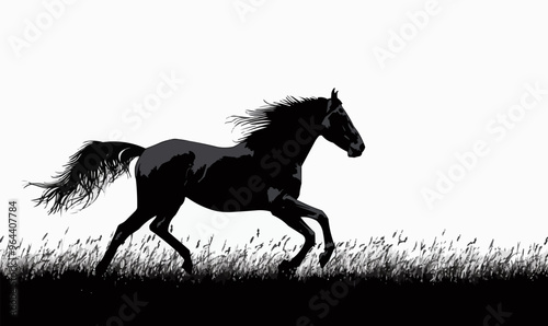 Silhouette vector of a horse galloping.