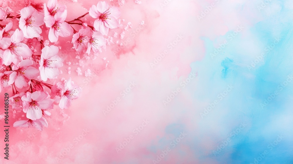 Fototapeta premium Soft pastel acrylic and oil background with cherry blossoms, calming spring theme, perfect for Easter