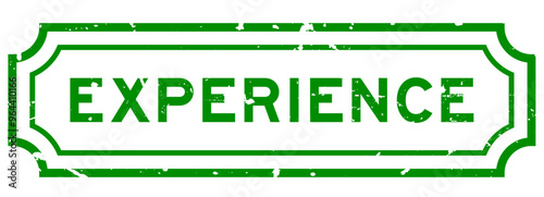 Grunge green experience word rubber seal stamp on white background