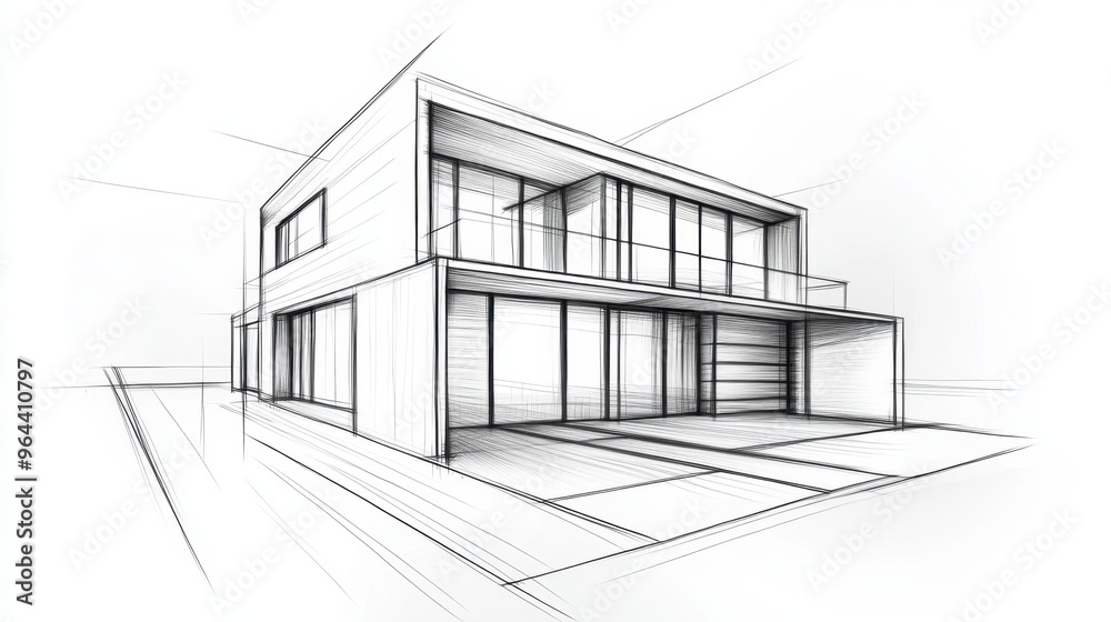 The outline of a house is drawn with minimalist lines, creating a stylish and elegant architectural representation. The outline of a house is drawn with minimalist lines, creating a stylish and elegant architectural representation.