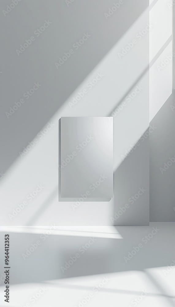 Fototapeta premium Futuristic metallic card on white background a minimalist design for imaginative possibilities